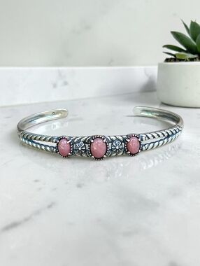 Carolyn Pollack Relios Sterling Silver Cuff Bracelet With Rhodonite Gemstones